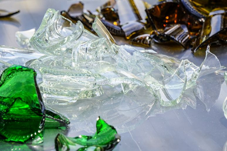 Pieces of used glass