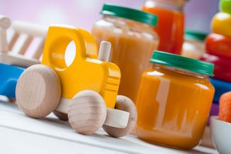 Empty glass jars for baby food